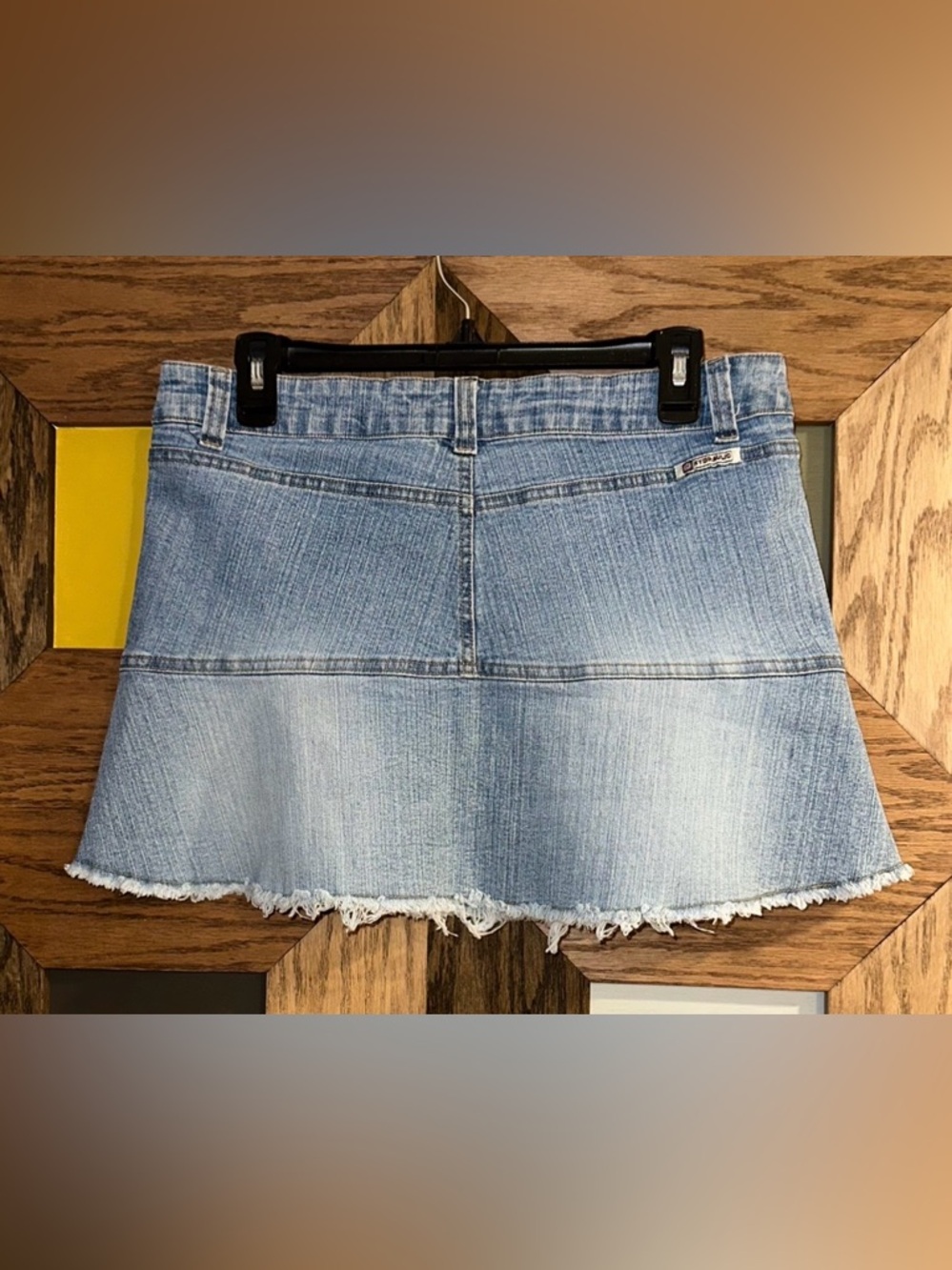 Y2K Micro Mini Jean Skirt Women’s Blue Denim Hydraulic Cotton Blend Stretch Sz 9 - Picture 5 of 6